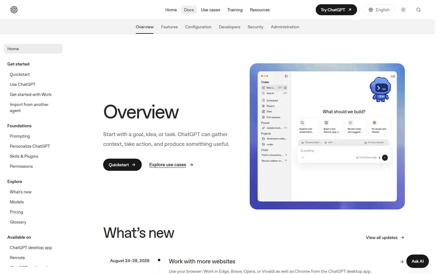 Codex public homepage
