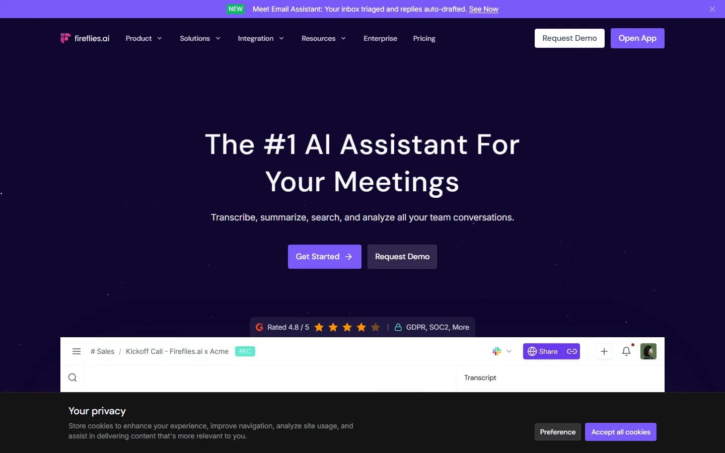 Fireflies.ai public homepage