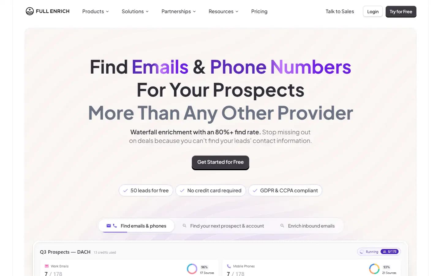 FullEnrich public homepage