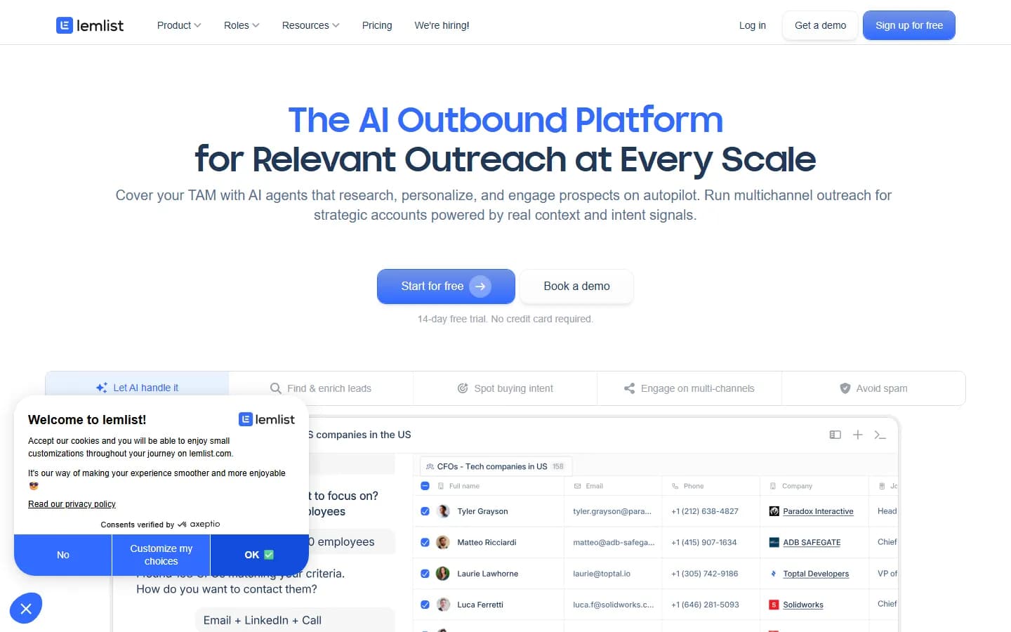 lemlist public homepage