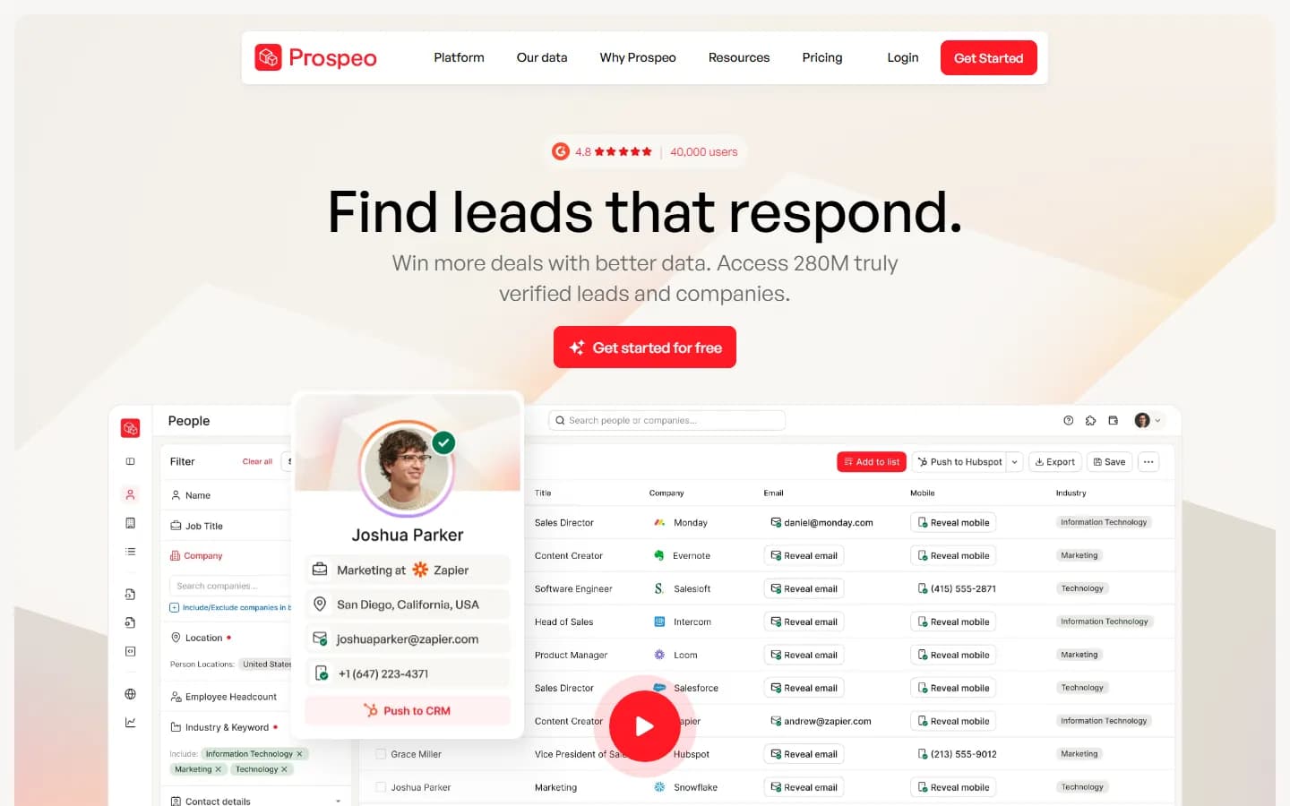 Prospeo public homepage