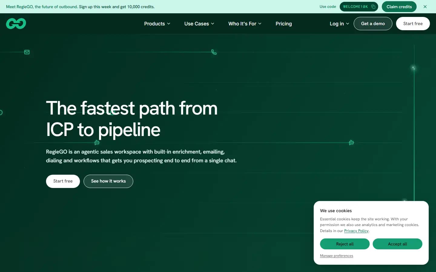 Regie.ai public homepage