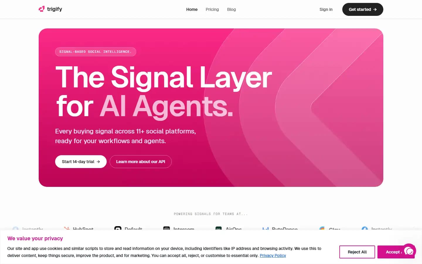 Trigify public homepage